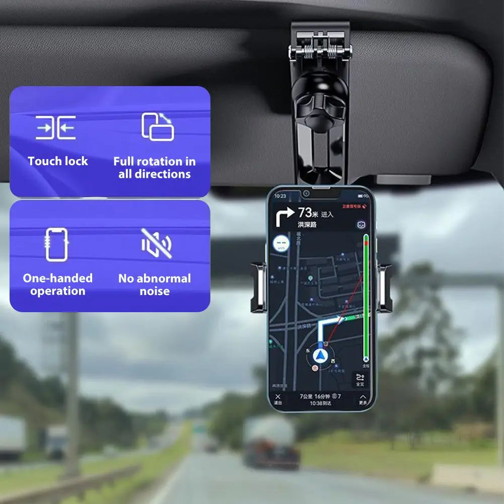 Car Sun Visor Phone Mount 360° Rotating Rotatable Adjustable Long Arm  Phone Holder Universal Navigation Bracket For Vehicle